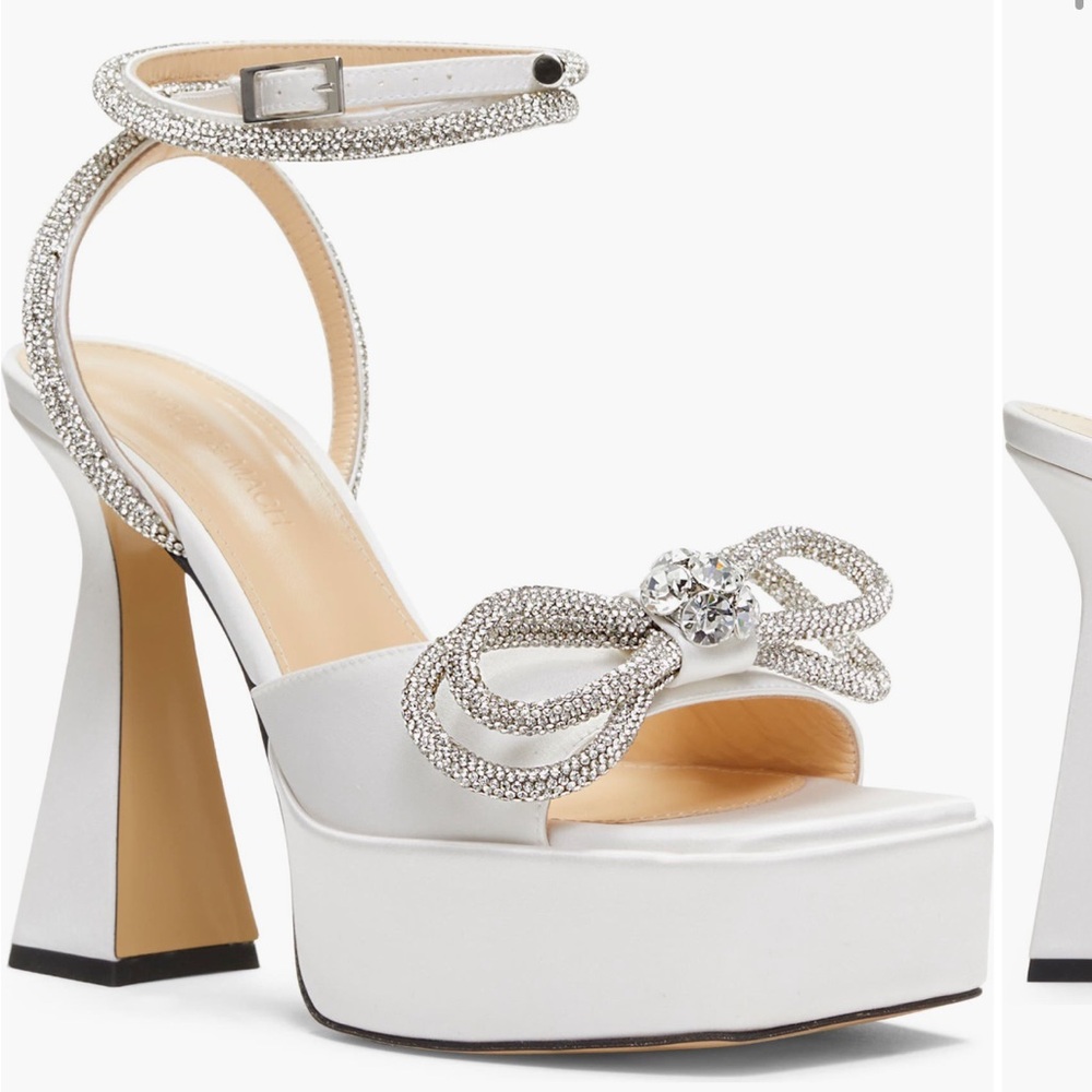 Mach & Mach double bow white platform heels